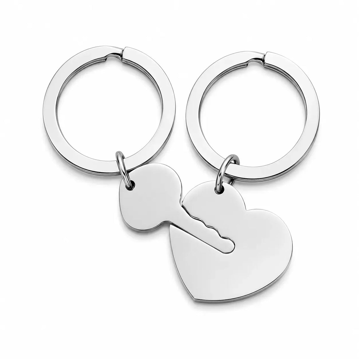 Stainless Steel Heart and Key Keychain Set