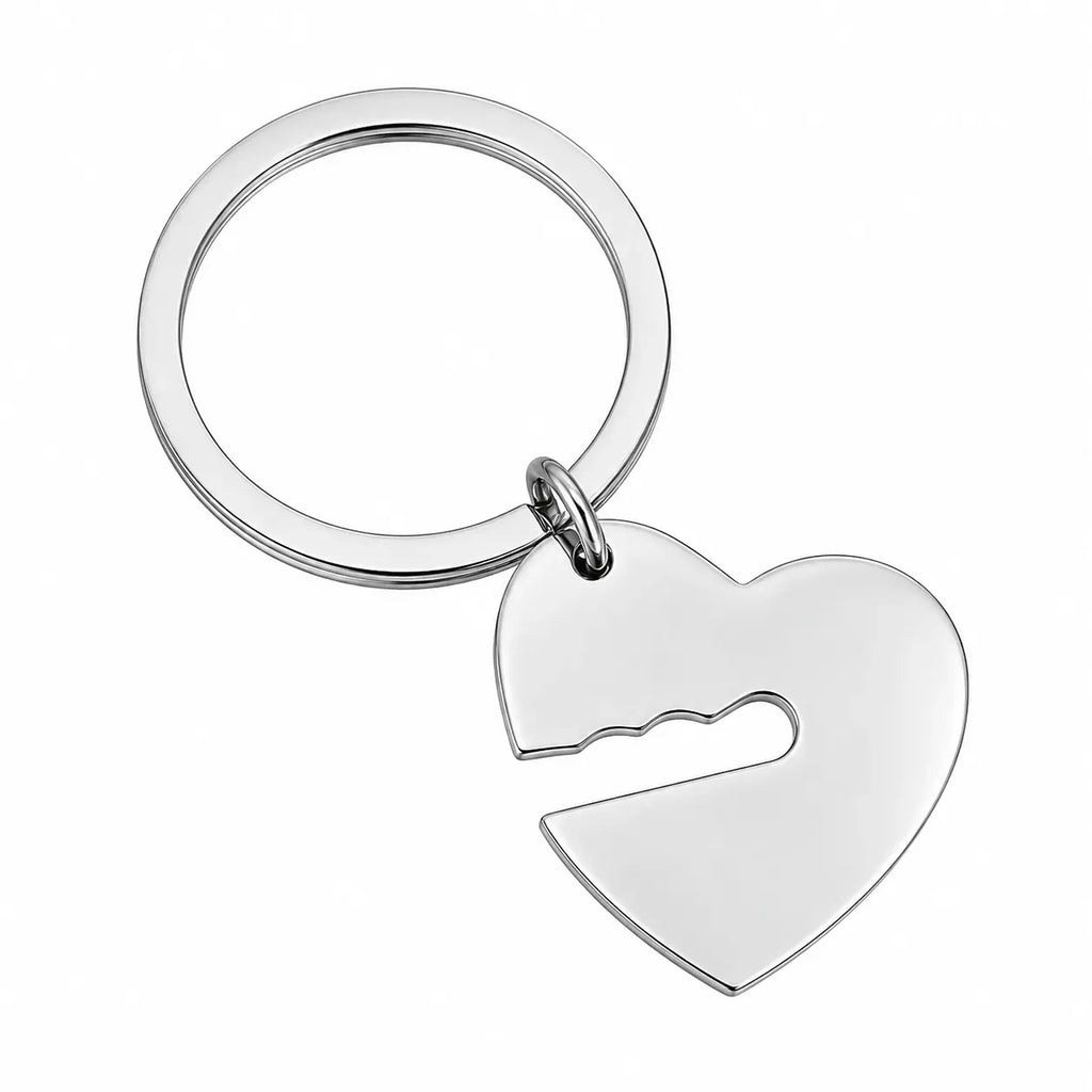 Stainless Steel Heart and Key Keychain Set