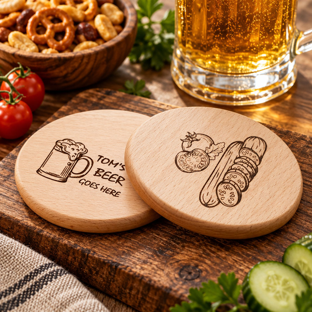 Engraved Beechwood Coaster