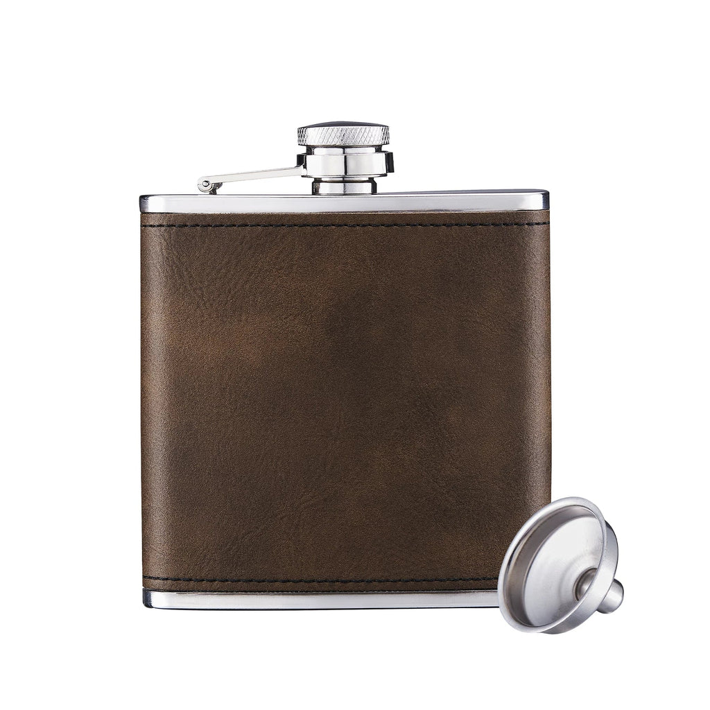 Personalized Leather-Wrapped Hip Flask