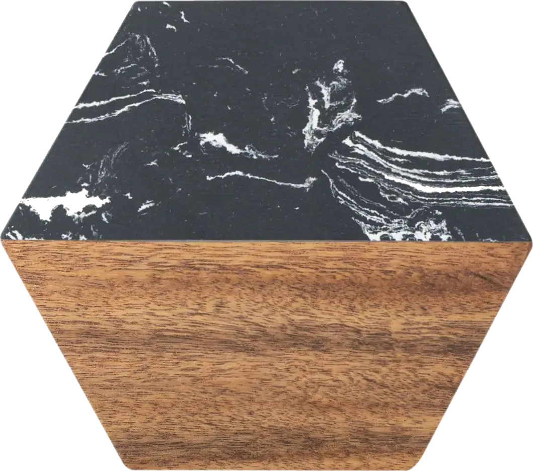 Premium Hexagon Marble & Wood Spliced Coasters