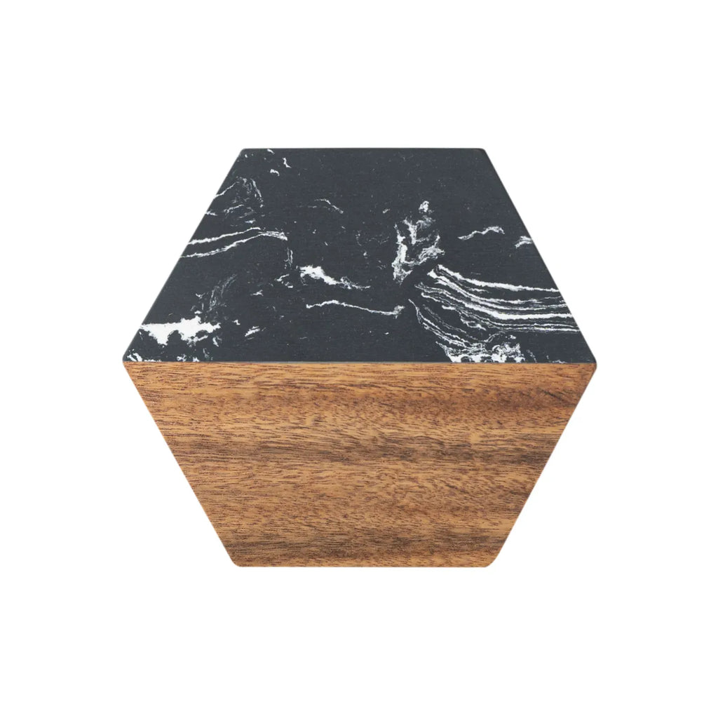 Premium Hexagon Marble & Wood Spliced Coasters