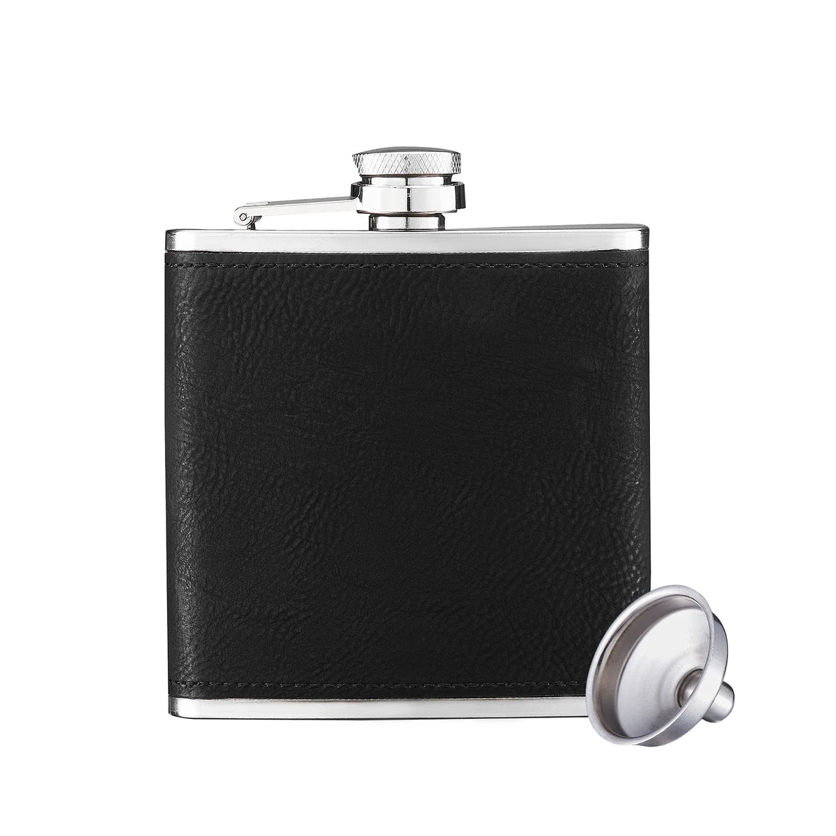 Personalized Leather-Wrapped Hip Flask