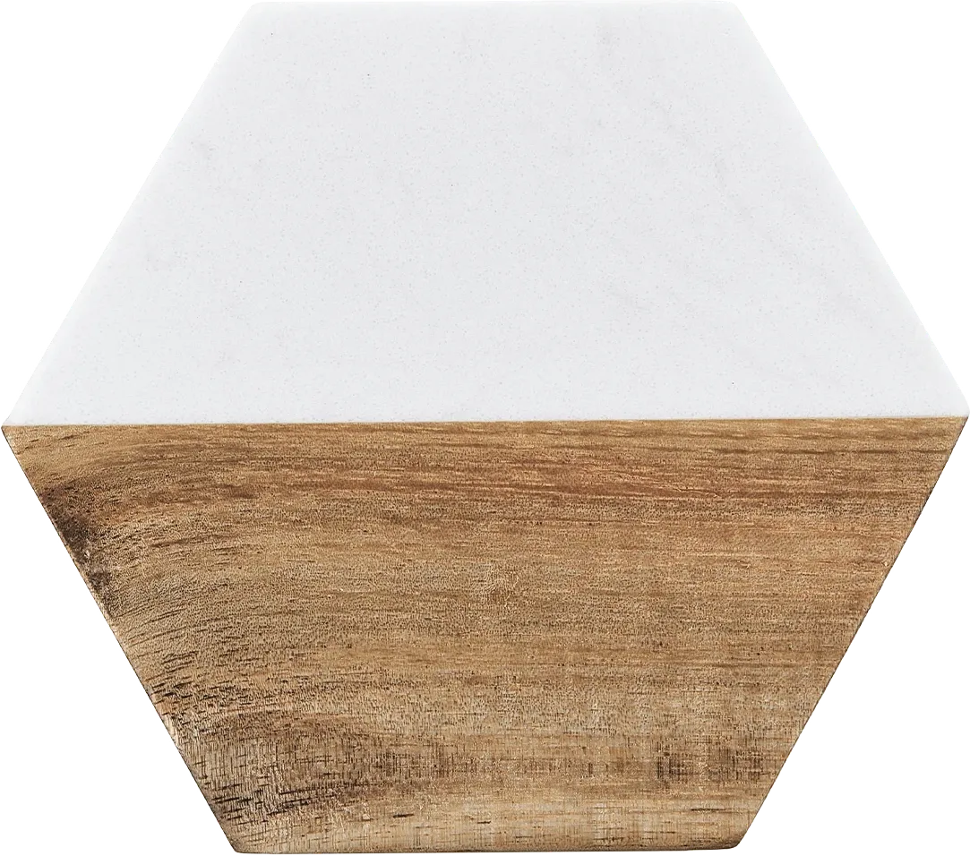 Premium Hexagon Marble & Wood Spliced Coasters